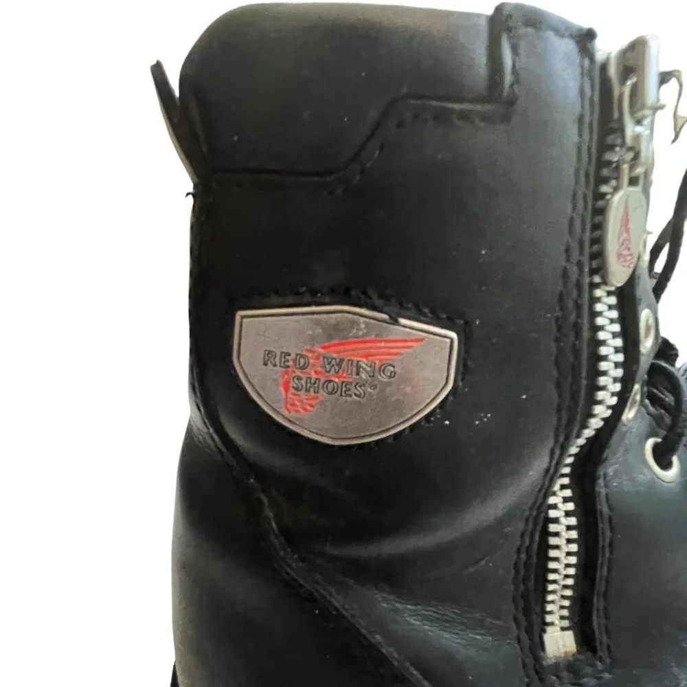 Red Wing Mens Black Leather Side Zip Moto Biker Boot Size US 8.5